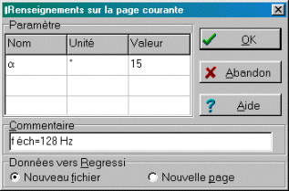 Un PARAMETRE est constant dans une page d'acquisition